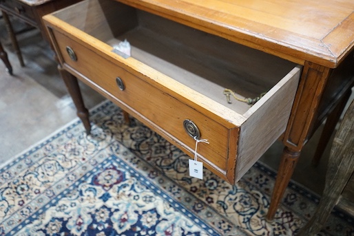 An 18th century style French cherry wood side table, width 94cm, depth 46cm, height 75cm